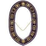 OES - Regalia Rhinestones Chain Collar - Gold/Silver on Purple + Free Case