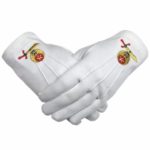 High Quality Masonic Shriner Emblem White Cotton Glove Masonic Glove