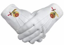 High Quality Masonic Shriner Emblem White Cotton Glove Masonic Glove