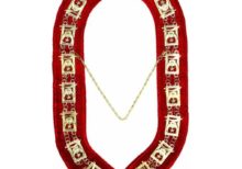 Shriner - Masonic Chain Collar - Gold/Silver on Red + Free Case