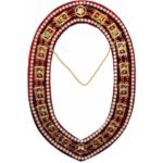 Shriner - Masonic Rhinestone Around Chain Collar - Gold/Silver on Red + Free Case