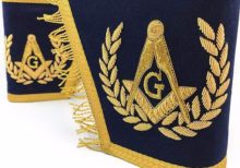 Masonic Gauntlets Cuffs - Embroidered With Fringe - Navy Blue