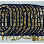 MASONIC Regalia Blue Lodge Chain Collar With Officers Jewels GOLDEN 12 Pcs Set