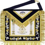 Past Master Apron Hand Bullion Embroidered Pillars Freemasons Gold Fringe 100% Lambskin Masonic Apron