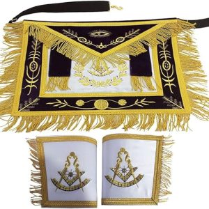 Masonic Past Master Embroidered Aprons Metallic Fringes and Metallic Braids Stitched Crossover The Apron Machine Embroidered Apron With Metallic Threads Golden